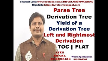 Parse Tree ||  Derivation Tree || Left and Rightmost Derivation ||  Yield of  Derivation Tree | TOC
