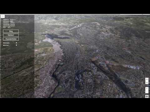 Webgl Map with terrain coded in pure javascript and webgl