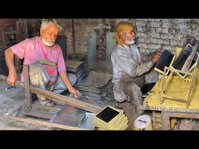 Metal Oil Drum Recycling Process | Traditional Mass Production of Blackboard From Waste Oil Drum class=