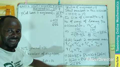 Question 13 | WASSCE 2025 (Nigeria) Further Mathematics | Combination and Probability