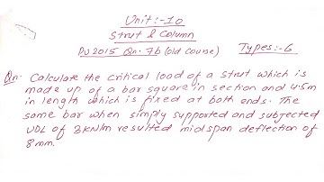 Struts and Column | Unit:10 | Types:6 | PU 2015 Qn7b |Strength of Material | Prashant YT |