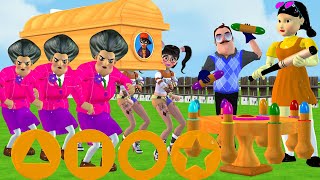 Scary Teacher 3D vs Squid Game Who Faster Wooden Spinning Wheel NickJoker Troll Hello Neighbor Funny