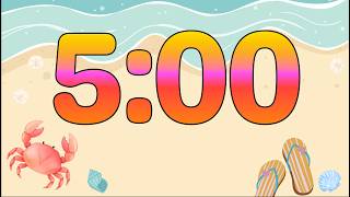 5 Minute Fun Summer Beach Timer (Calm Ocean Wave Sounds Throughout, Simple Bell Alarm at End)