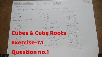 Exercise 7.1 Question no.1-Cubes&CubeRoots-8th class-ncert