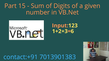 Sum of Digits of a Given Number in VB.Net - Part 15