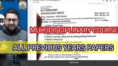Multidisciplinary Course Previous Years Paper | UG NEP | University Of Kashmir |Jammu| Papers MDC|