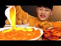 ASMR 꾸덕의 끝판왕 로제떡볶이에 치즈소스투하🧀 통 닭다리 츄러스치즈볼 먹방~!! Rose Tteokbokki With Grilled Chicken Legs MuKBang~!!