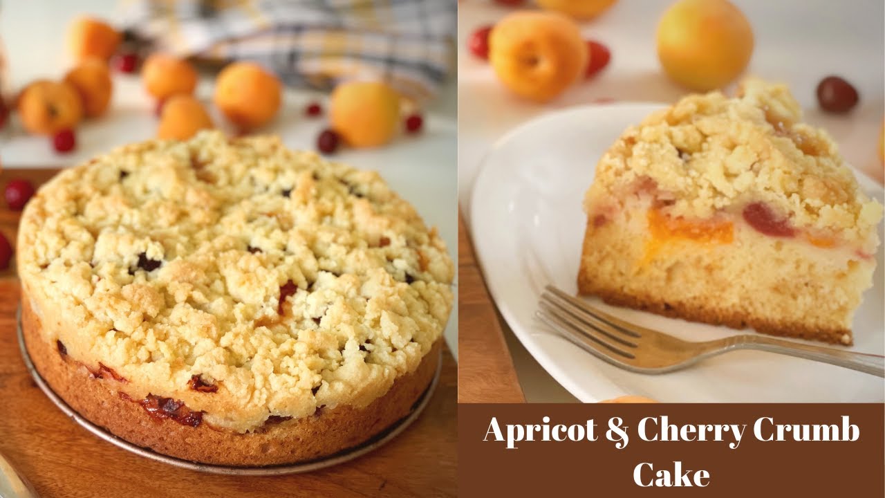 Apricot & cherry Crumb Cake Recipe | Apricot Streusel Cake with Cherries | Deepali Ohri