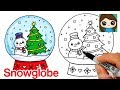 How to Draw a Christmas Snow Globe Cute and Easy