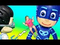 PJ Masks Romeo Turns the Assistant into a Giant and Super Small with Paw Patrol and Vampirina