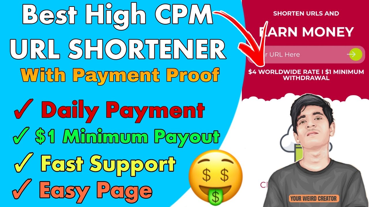 Best High CPM URL Shortener With Daily Payment | Your Weird Creator | Short Any URL And Earn Money