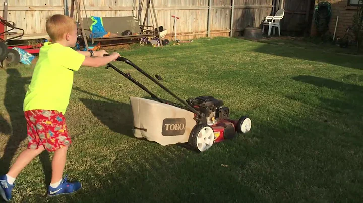 My 9yr old tries to start the lawn mower and mow f...