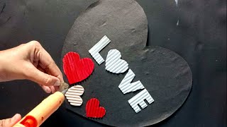 Unique Wall Decor||Heart Shape Wall Hanging Idea||Heart Shape Cardboard Wall Hanging #DIY #Art#Craft