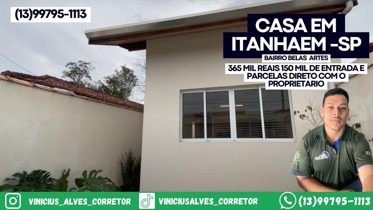 (VENDIDO) CASA NOVA COM ENTRADA E PARCELAS BAIRRO BELAS ARTES EM ITANHAEM-SP