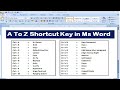 A to Z Shortcut Key in ms word | All Shortcut key in ms word | Ms Word all Shortcut Key ||