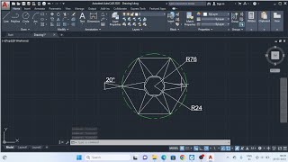 autocad tutorial in hindi, how to use polar array & polygon command|Ex-34|