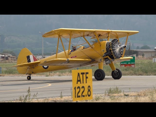 Boeing Stearman (CF-UCC) Engine Start, Taxi, Take-off & Landing in Oliver