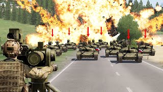 Russian tanks being picked off in Ukrainian ambush: Armoured vehicles exploded - ARMA 3 MILSIM4