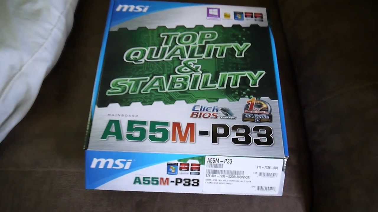 MSI A55M-P33 Motherboard Unboxing