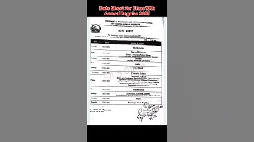 Date Sheet for Class 10th Annual Regular 2025
