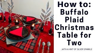 Thrift Store - Buffalo Plaid with a Touch of Silver Sparkle - Christmas Table for Two