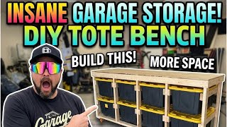 DIY Tote Storage Storage Shelf Bench Rack | Ultimate Garage Organization Build