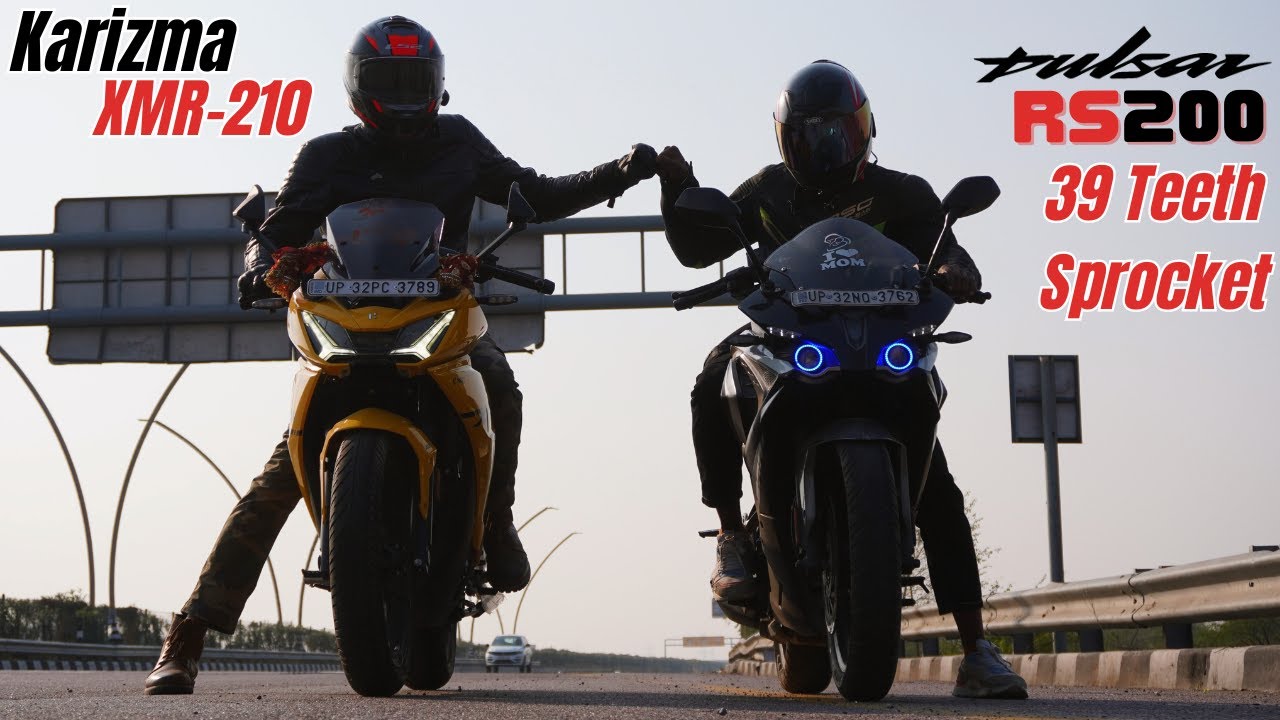 Karizma XMR 210 vs Bajaj RS200 with 39 Teeth Sprocket Drag Race YouTube