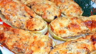 Вкуснее голубцов!КАБАЧКИ с фаршем и грибами в духовке!