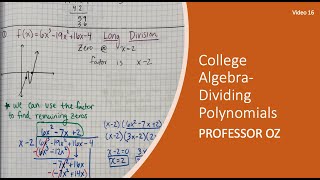 Video 16 Dividing Polynomials