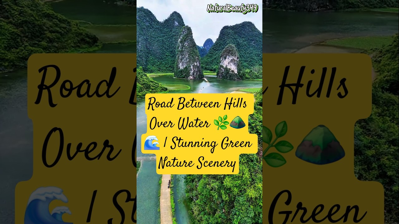Road Between Hills Over Water 🌿⛰️🌊 | Stunning Green Nature Scenery | 