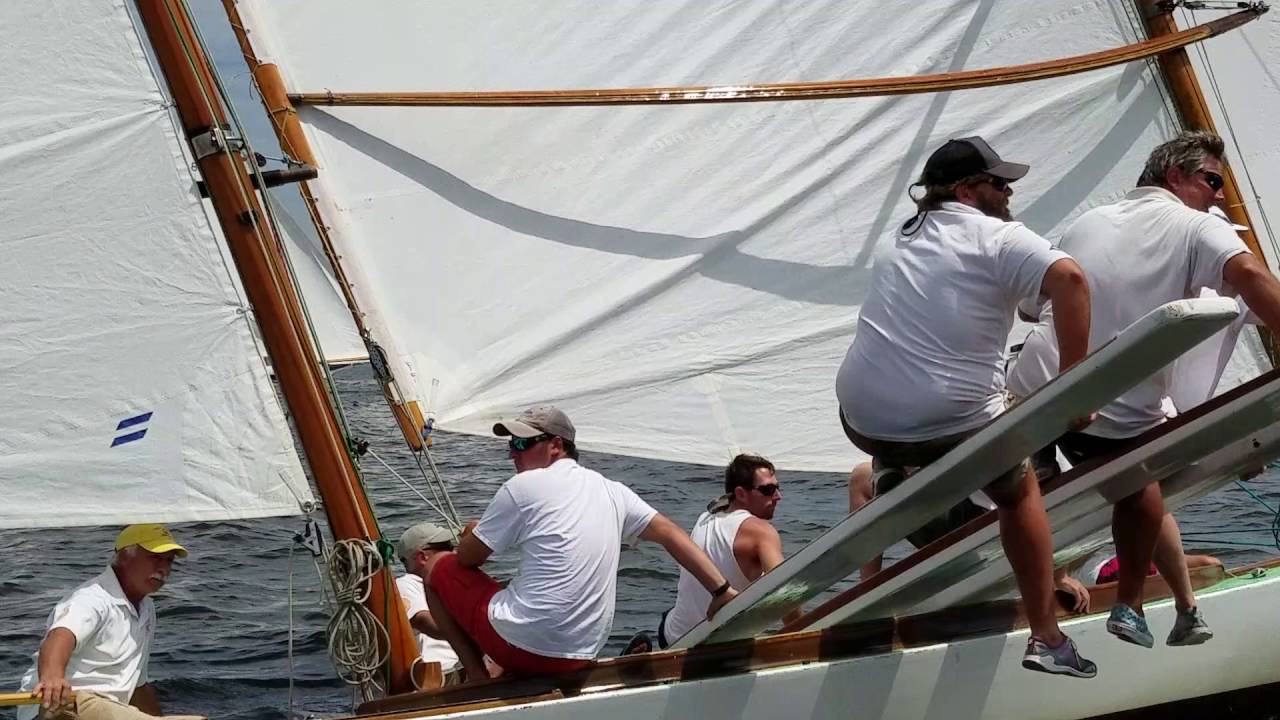 Log Canoe Regatta Race 2 start at Rock Hall Yacht Club - YouTube
