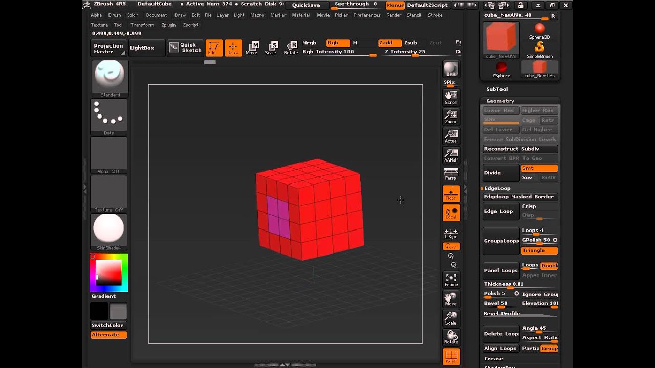 how to move somethiung in zbrush on the xyz axis
