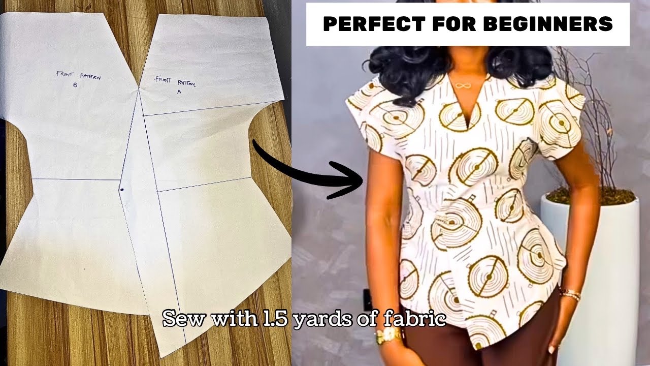 How to cut and sew a TRENDY OVERLAP TOP with Asymmetry hemline