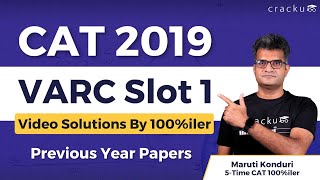 CAT 2019🤩Slot-1 VARC Complete Solutions PART-1