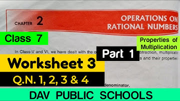 DAV class 7 maths chapter 2 worksheet 3 Q.N. 1, 2, 3 & 4