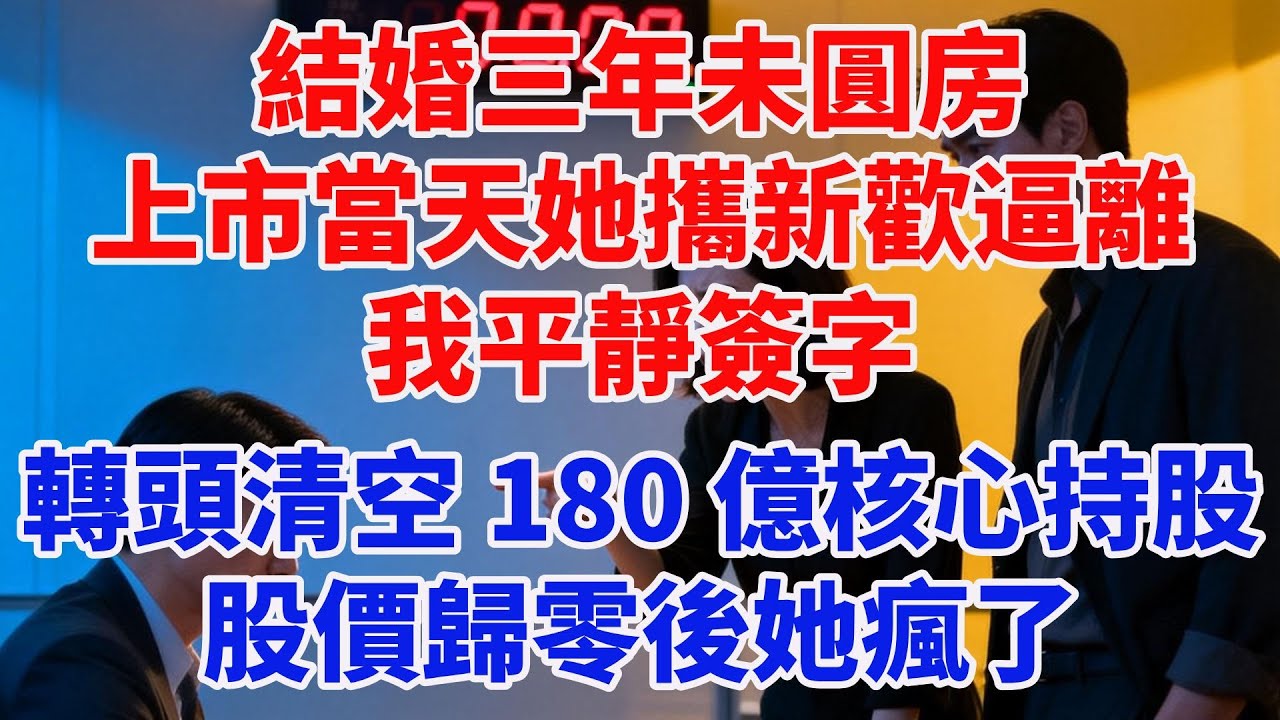 結婚三年未圓房，上市當天她攜新歡逼離？我平靜簽字，轉頭清空 180 億核心持股！股價歸零後她瘋了#故事頻道#故事分享#情感#台灣#情感故事#幸福人生