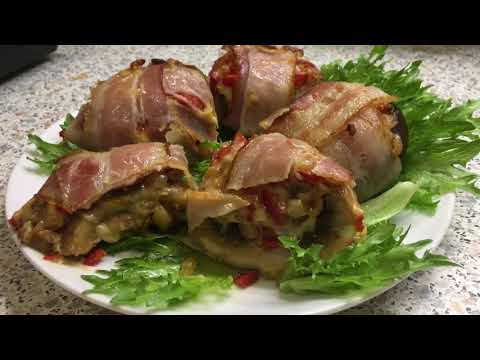 Video: Stuffed Mushrooms With Pepper And Bacon