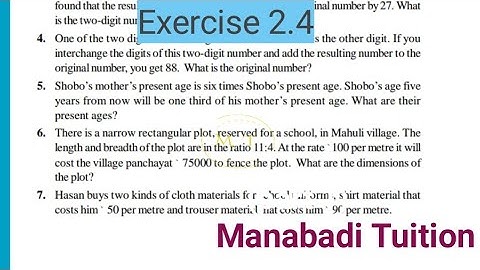 8th class maths| chapter 2|Linear equations in variable| Exercise 2.4 |Q no 4,5,6&7 part 2