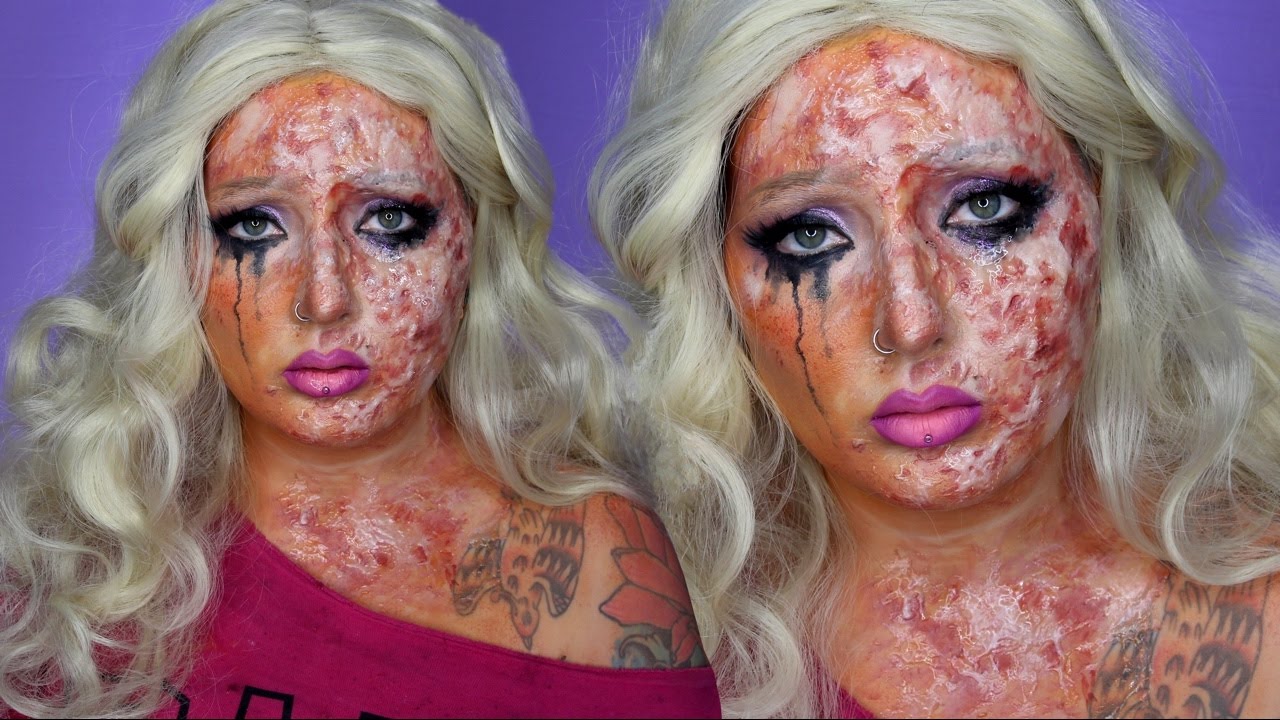 Fake Tan Chemical Burn Barbie Halloween Makeup Tutorial YouTube