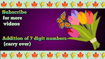 Addition of 7 digit numbers (carry over).