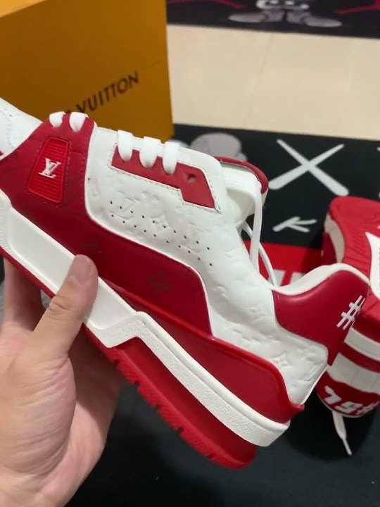 CANDY RED! Louis Vuitton LV Trainer '54' WHITE RED SNEAKER (Review