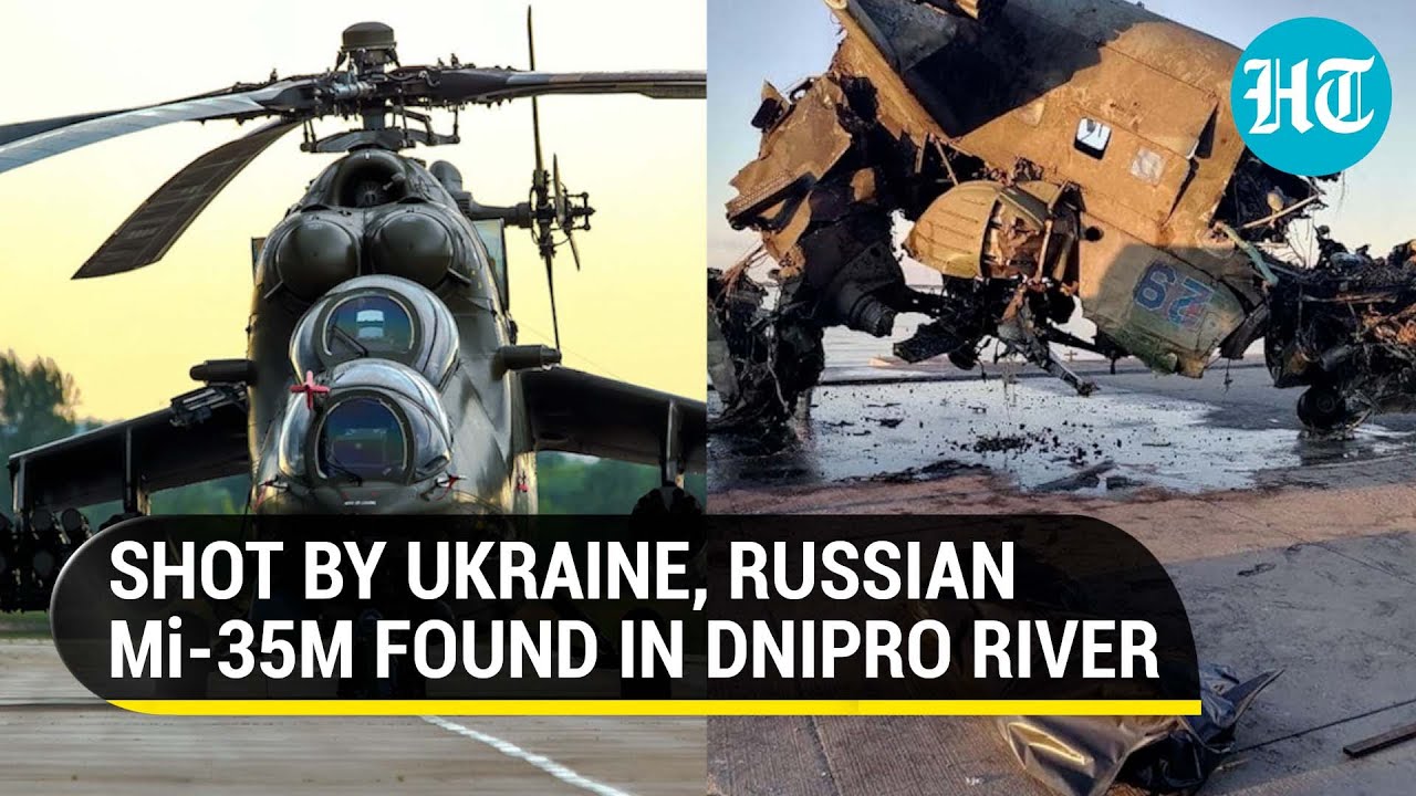 Deadly Russian tank destroyer Mi-35M pulled out from Dnipro river in Ukraine