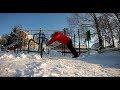 Зимняя разминка на спортивной площадке в парке  г  Карачев. Съёмка на экшен камеру  sjcam sj6 legend