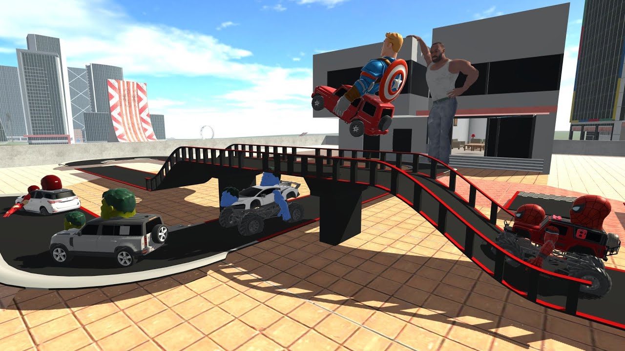 Franklin Give Challenge 💪🏻To Tiny Avengers Cars For RACE🏁 | Indian Bikes Driving3d 