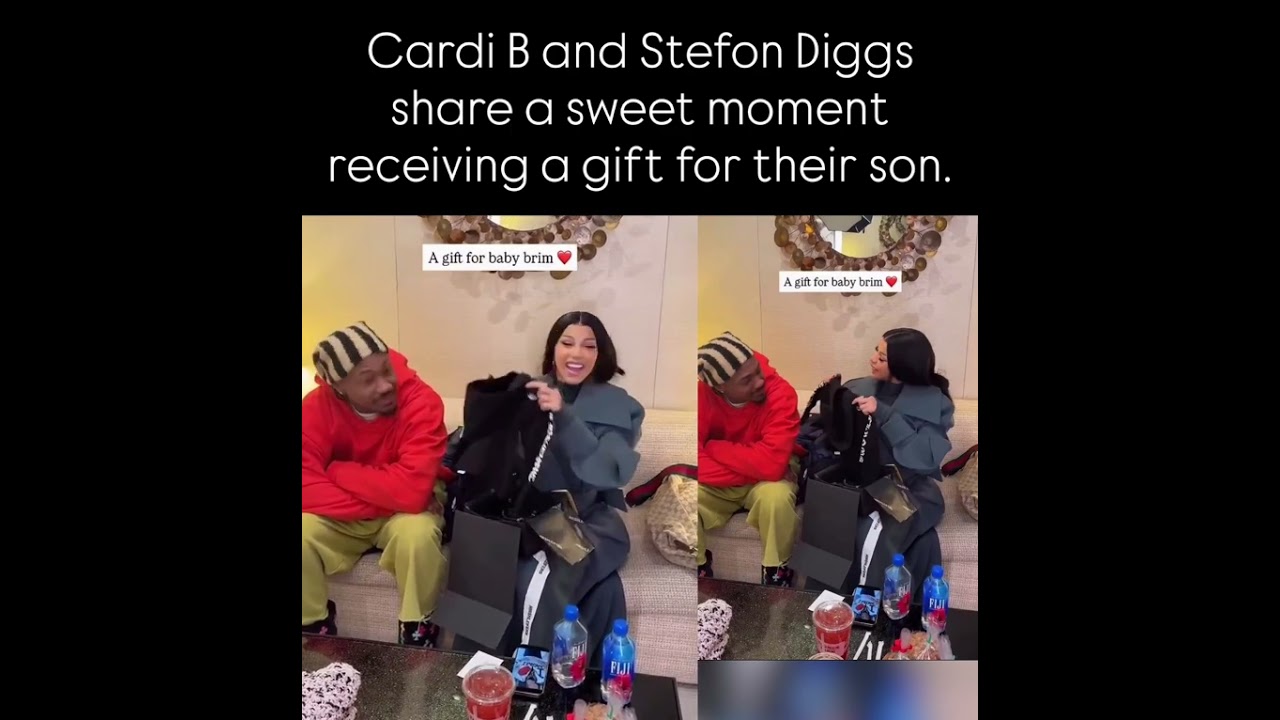 Cardi B and Stefon Diggs share a sweet moment receiving a gift for their son - YouTube