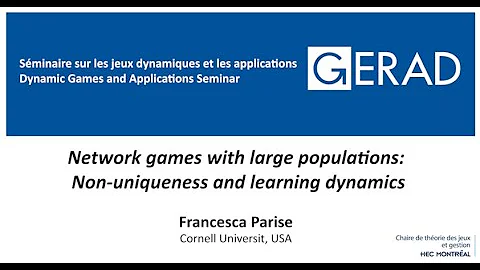 Network games with large populations: non-uniqueness and learning dynamics, Francesca Parise