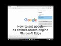 How to set google as default web search engine microsoft edge