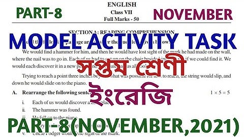 model activity task class 7 english part 8 || class 7 model activity task part 8 || November 2021