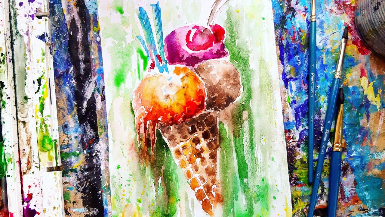 Мороженое рисунок красками