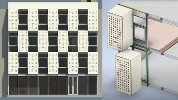 Façade installation of Stick curtain wall Schüco FWS 50 Animation (in Inventor 2020) Architecture